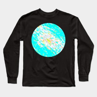 Abstract Fractal Wave Spiral Galaxy Turquoise Blue White Pink marbled Pattern Swirl Natural Flow Long Sleeve T-Shirt